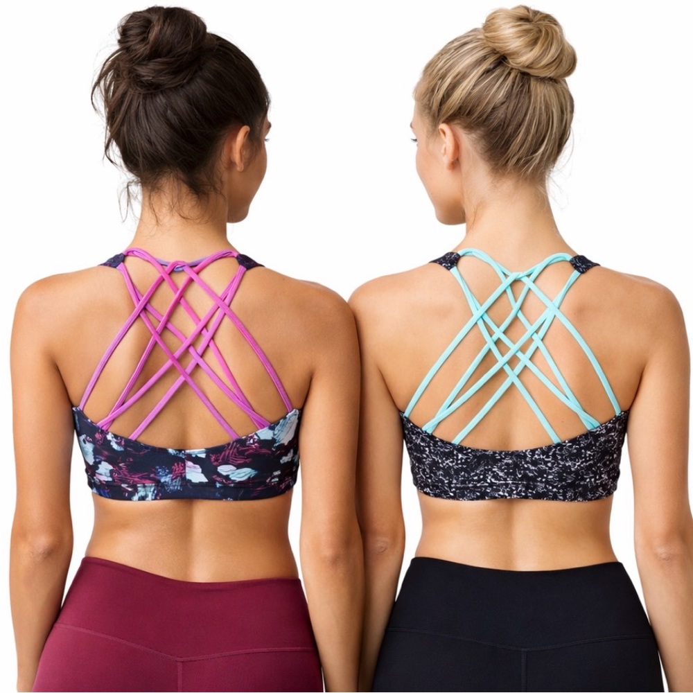 Lululemon Free To Be Wild Bra Lot of 2 Size 8 Strappy Back Light Support Yoga